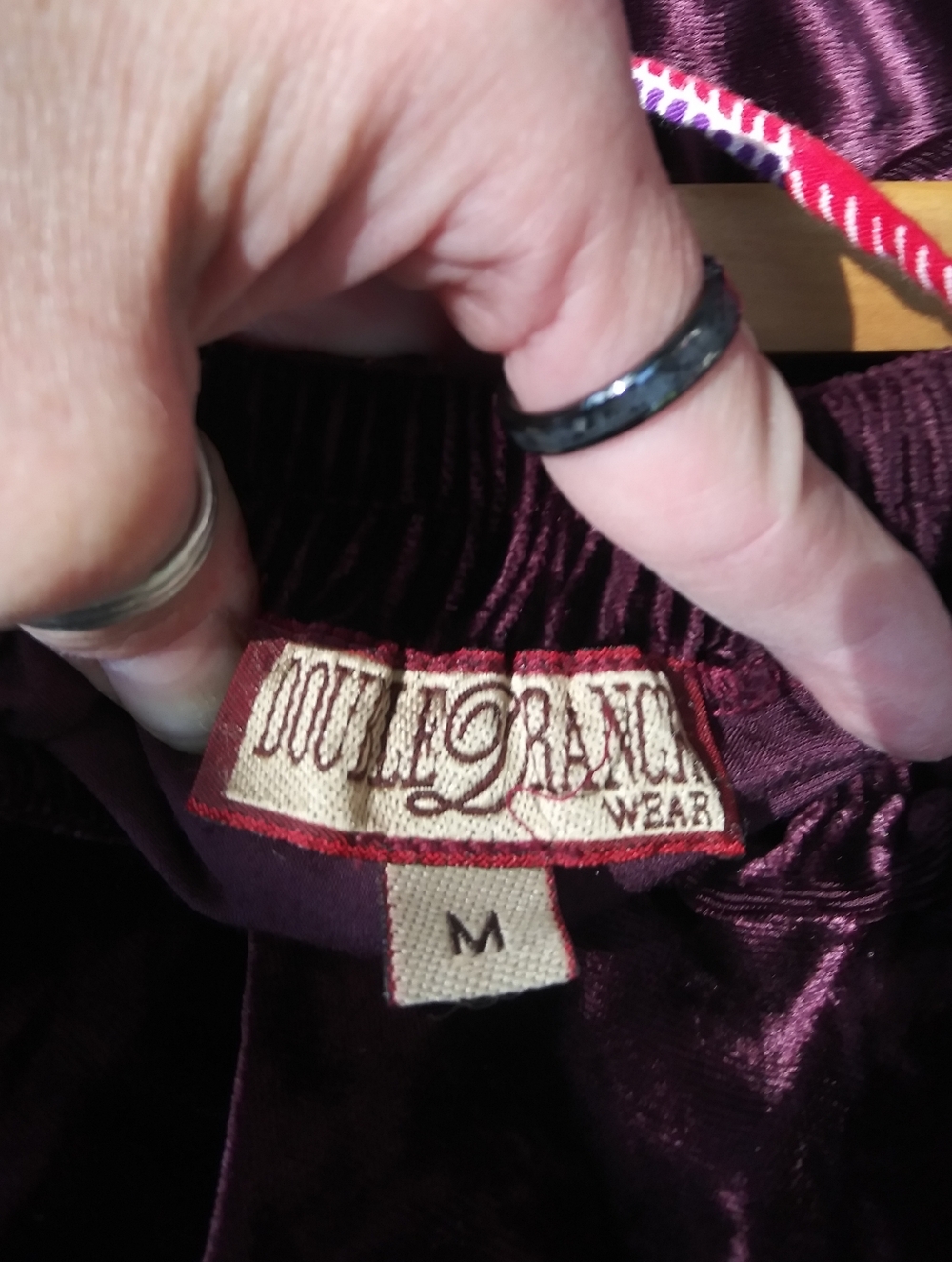 Double D Ranch Velvet Tiered Maxi Skirt - Burgundy - Picture 2 of 3